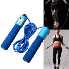 Skipping Rope With Counter Adjustable Length Counter Wear-resistant Foam Cotton Handle JumpRope Exercise Portable Sports Training Equipment (Color: Blue)